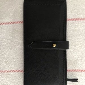 Madewell check wallet black leather